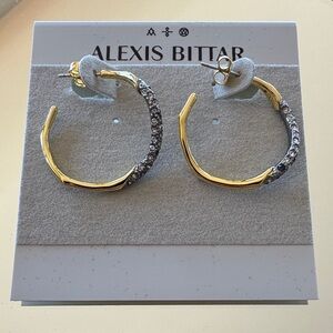 ALEXIS BITTAR Gold and Two Tone Crystal Hoop Earrings